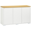 MOBILE MULTIUSO CON 2 ARMADIETTI A 2 LIVELLI IN TRUCIOLATO, RIPIANO REGOLABILE, 120X37X75CM BIANCO E COLOR LEGNO