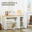 MOBILE MULTIUSO CON 2 ARMADIETTI A 2 LIVELLI IN TRUCIOLATO, RIPIANO REGOLABILE, 120X37X75CM BIANCO E COLOR LEGNO