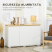 MOBILE MULTIUSO CON 2 ARMADIETTI A 2 LIVELLI IN TRUCIOLATO, RIPIANO REGOLABILE, 120X37X75CM BIANCO E COLOR LEGNO