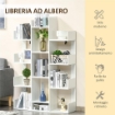 MOBILE LIBRERIA AD ALBERO CON 13 RIPIANI IN LEGNO TRUCIOLARE, 96X30X150CM