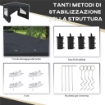 GAZEBO 3X3 AD ALTEZZA REGOLABILE CON FORI DI DRENAGGIO E BORSA DA TRASPORTO, IN METALLO, GRIGIO