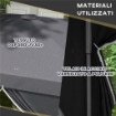 GAZEBO 3X3 AD ALTEZZA REGOLABILE CON FORI DI DRENAGGIO E BORSA DA TRASPORTO, IN METALLO, GRIGIO
