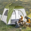 TENDA DA CAMPEGGIO 2 POSTI POP UP CON PORTA A CERNIERA E 3 FINESTRE, 240X240X199CM, VERDE