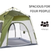 TENDA DA CAMPEGGIO 2 POSTI POP UP CON PORTA A CERNIERA E 3 FINESTRE, 240X240X199CM, VERDE