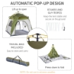 TENDA DA CAMPEGGIO 2 POSTI POP UP CON PORTA A CERNIERA E 3 FINESTRE, 240X240X199CM, VERDE