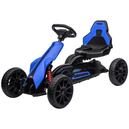 GO KART A PEDALI PER BAMBINI 3-8 ANNI CON SEDILE REGOLABILE E RUOTE IN EVA, 100X58X58.5 CM, BLU