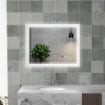 SPECCHIO BAGNO CON LUCE LED 3 LIVELLI RETTANGOLARE, ANTIAPPANNAMENTO E INTERRUTTORE TOUCH, 90X70CM