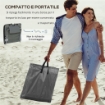 SET 2 LETTINI SPIAGGIA PIEGHEVOLI CON SCHIENALE REGOLABILE A 5 LIVELLI E BORSA, GRIGIO