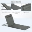 SET 2 LETTINI SPIAGGIA PIEGHEVOLI CON SCHIENALE REGOLABILE A 5 LIVELLI E BORSA, GRIGIO
