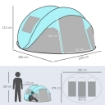 TENDA DA CAMPEGGIO 4 PERSONE A CUPOLA, TENDA POP-UP AUTOMATICA A IGLOO, 286X209X122CM, AZZURRO