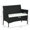 DIVANO DA GIARDINO A 2 POSTI CON CUSCINO E BRACCIOLI IN RATTAN PE E ACCIAIO, 100X54X80CM, NERO