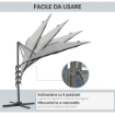 OMBRELLONE DA GIARDINO A MANOVELLA E A 8 STECCHE CON ANGOLAZIONE REGOLABILE, Ø2.95X2.5 M, GRIGIO