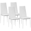 SET DI 4 SEDIE DA PRANZO CON SCHIENALE ALTO IN FINTA PELLE E ACCIAIO, 41X50X97CM, BIANCO