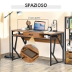 SCRIVANIA IN METALLO E MDF STILE INDUSTRIALE CON MENSOLE E CASSETTO, 120X60X76CM NERO MARRONE