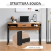 SCRIVANIA IN METALLO E MDF STILE INDUSTRIALE CON MENSOLE E CASSETTO, 120X60X76CM NERO MARRONE