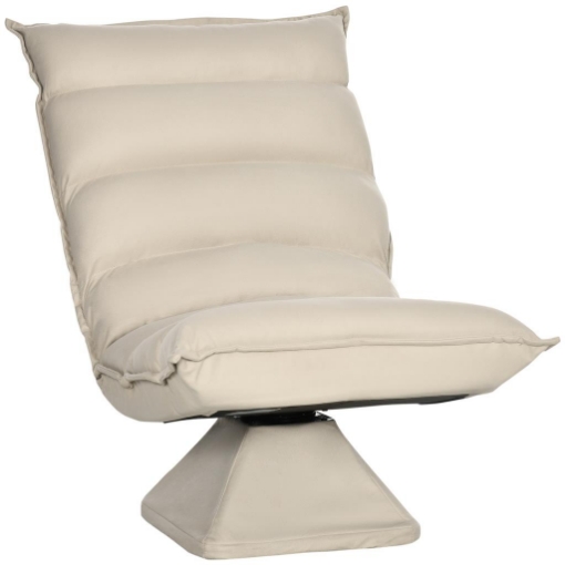 POLTRONA IN TESSUTO IMBOTTITA GIREVOLE A 360° E RECLINABILE A 3 LIVELLI 62X62X95CM, BEIGE