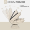 POLTRONA IN TESSUTO IMBOTTITA GIREVOLE A 360° E RECLINABILE A 3 LIVELLI 62X62X95CM, BEIGE