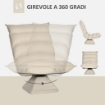 POLTRONA IN TESSUTO IMBOTTITA GIREVOLE A 360° E RECLINABILE A 3 LIVELLI 62X62X95CM, BEIGE