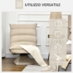 POLTRONA IN TESSUTO IMBOTTITA GIREVOLE A 360° E RECLINABILE A 3 LIVELLI 62X62X95CM, BEIGE