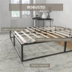STRUTTURA LETTO CON DOGHE IN COMPENSATO E CONTENITORE INFERIORE, 190X160X35CM, NERO E COLORE LEGNO