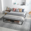 STRUTTURA LETTO CON DOGHE IN COMPENSATO E CONTENITORE INFERIORE, 190X160X35CM, NERO E COLORE LEGNO