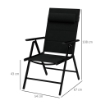 SET 2 SEDIE PIEGHEVOLI CON SCHIENALE RECLINABILE E POGGIATESTA, IN ALLUMINIO E POLIESTERE, 54X67X108 CM, NERO