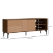 MOBILE PORTA TV FINO 65" CON 2 ARMADIETTI E 2 VANI APERTI IN LEGNO, 150X40X56CM, MARRONE