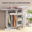 MOBILE ASSE DA STIRO CON PIANO D'APPOGGIO, 3 RIPIANI A CUBO E GUIDA, 107X42.5X99CM, BIANCO