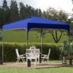 GAZEBO PIEGHEVOLE 2.5X2.5 M CON ALTEZZA REGOLABILE, SACCHETTI DI SABBIA E BORSA CON RUOTE, BLU