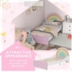 LETTINO PER BAMBINI 3-6 ANNI CON SPONDE LATERALI ANTICADUTA IN MDF, 143X74X66 CM, BIANCO E ROSA