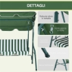 DONDOLO 3 POSTI CON TETTUCCIO REGOLABILE E CUSCINI, IN ACCIAIO E POLIESTERE, 170X110X153 CM, VERDE E BIANCO