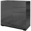 CREDENZA MODERNA CON 2 ARMADIETTI E 2 CASSETTI CON APERTURA A PRESSIONE, 79X36X74CM, NERO LUCIDO