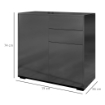 CREDENZA MODERNA CON 2 ARMADIETTI E 2 CASSETTI CON APERTURA A PRESSIONE, 79X36X74CM, NERO LUCIDO