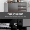 CREDENZA MODERNA CON 2 ARMADIETTI E 2 CASSETTI CON APERTURA A PRESSIONE, 79X36X74CM, NERO LUCIDO