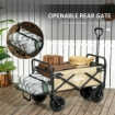 CARRELLO DA GIARDINO 110L CON MANIGLIA TELESCOPICA E FONDO APRIBILE IN ACCIAIO E TESSUTO OXFORD, CACHI