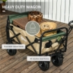 CARRELLO DA GIARDINO 110L CON MANIGLIA TELESCOPICA E FONDO APRIBILE IN ACCIAIO E TESSUTO OXFORD, CACHI