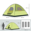 TENDA DA CAMPEGGIO 3-4 PERSONE A CUPOLA, IMPERMEABILE E ANTI UV, 300X300X180CM, GIALLO E GRIGIO