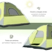 TENDA DA CAMPEGGIO 3-4 PERSONE A CUPOLA, IMPERMEABILE E ANTI UV, 300X300X180CM, GIALLO E GRIGIO