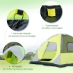 TENDA DA CAMPEGGIO 3-4 PERSONE A CUPOLA, IMPERMEABILE E ANTI UV, 300X300X180CM, GIALLO E GRIGIO