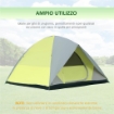 TENDA DA CAMPEGGIO 3-4 PERSONE A CUPOLA, IMPERMEABILE E ANTI UV, 300X300X180CM, GIALLO E GRIGIO