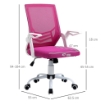 SEDIA DA UFFICIO ERGONOMICA CON BRACCIOLI E SUPPORTO LOMBARE, POLTRONA UFFICIO GIREVOLE E ALTEZZA REGOLABILE IN TESSUTO ROSA