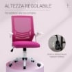 SEDIA DA UFFICIO ERGONOMICA CON BRACCIOLI E SUPPORTO LOMBARE, POLTRONA UFFICIO GIREVOLE E ALTEZZA REGOLABILE IN TESSUTO ROSA