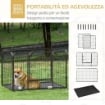 BOX PER CANI RECINZIONE IN METALLO PER ANIMALI CON 4 PANNELLI, PORTA CON DOPPIO BLOCCO E VASSOIO SUL FONDO, 109X74X71CM, GRIGIO