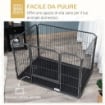 BOX PER CANI RECINZIONE IN METALLO PER ANIMALI CON 4 PANNELLI, PORTA CON DOPPIO BLOCCO E VASSOIO SUL FONDO, 109X74X71CM, GRIGIO