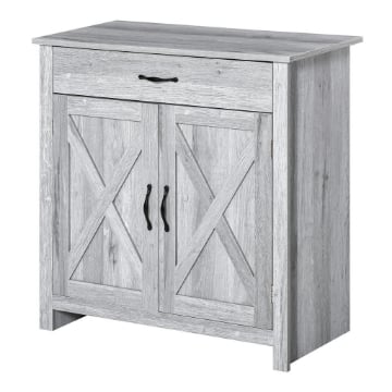 CREDENZA CUCINA COUNTRY CON ARMADIETTO A 2 ANTE E CASSETTO, 80X39.7X80CM, GRIGIO