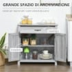 CREDENZA CUCINA COUNTRY CON ARMADIETTO A 2 ANTE E CASSETTO, 80X39.7X80CM, GRIGIO