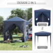 GAZEBO PIEGHEVOLE POP UP 2X2 M CON 4 PARETI RIMOVIBILI IN POLIESTERE E ACCIAIO, BLU