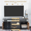 MOBILE PORTA TV FINO A 50" CON ARMADIETTI E RIPIANI IN LEGNO E ALLUMINIO, 120X40X52.2CM