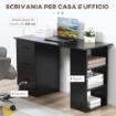 SCRIVANIA MODERNA IN LEGNO CON 3 CASSETTI E 3 RIPIANI PER CAMERA E UFFICIO, 120X49X72CM, NERO