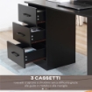 SCRIVANIA MODERNA IN LEGNO CON 3 CASSETTI E 3 RIPIANI PER CAMERA E UFFICIO, 120X49X72CM, NERO